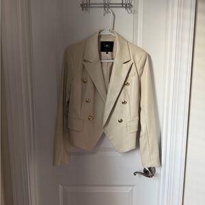 7 For All Mankind Beige Double-Breasted Blazer